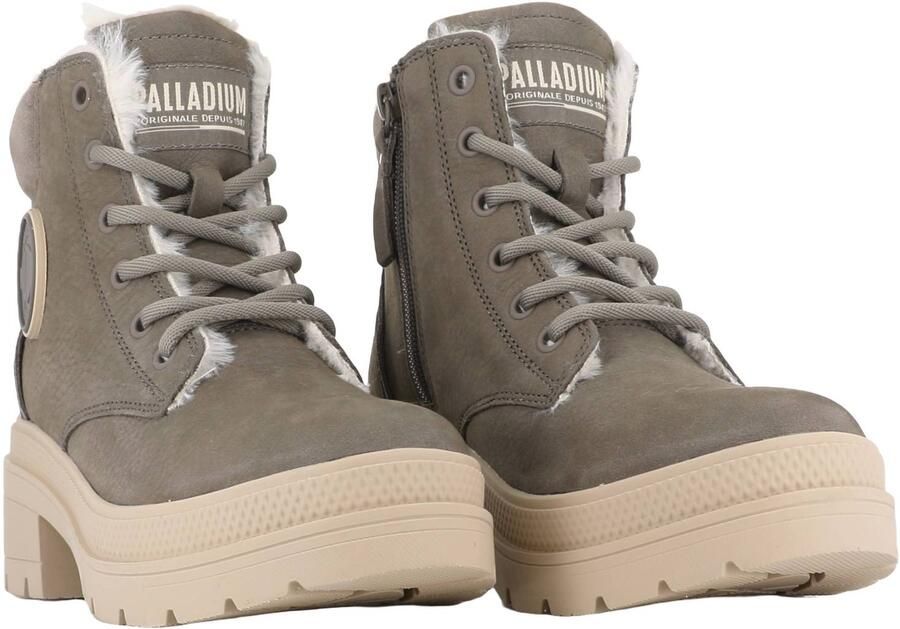Palladium leren sneakers met blokhak grijs - Foto 2