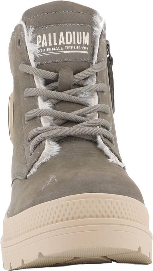Palladium leren sneakers met blokhak grijs - Foto 3