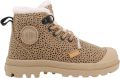 Palladium Schoolkind leren veterschoenen met profielzool en dierenprint bruin beige Leer - Bruin