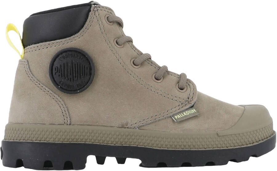 Palladium leren veterschoenen met profielzool grijsgroen
