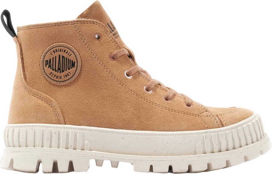 Palladium PALLASHOCK ZIP WARM suède sneakers met profielzool cognac