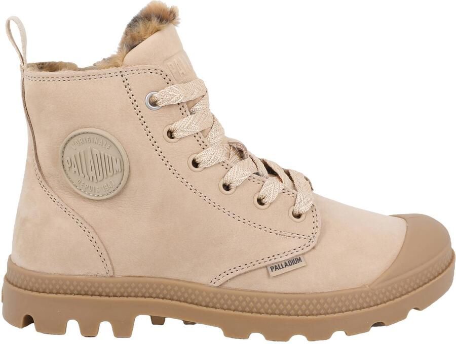 Palladium PAMPA HI ZIP WL WILD leren sneakers met profielzool beige