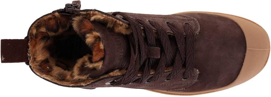 Palladium PAMPA HI ZIP WL WILD leren sneakers met profielzool donkerbruin - Foto 3