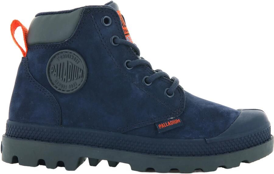Palladium Peuter kleuter leren veterschoenen met profielzool donkerblauw