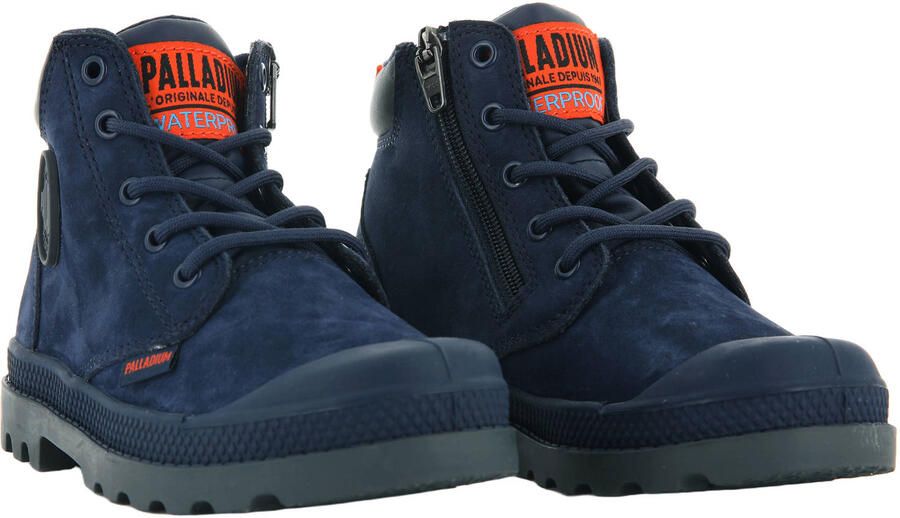 Palladium Peuter kleuter leren veterschoenen met profielzool donkerblauw - Foto 3