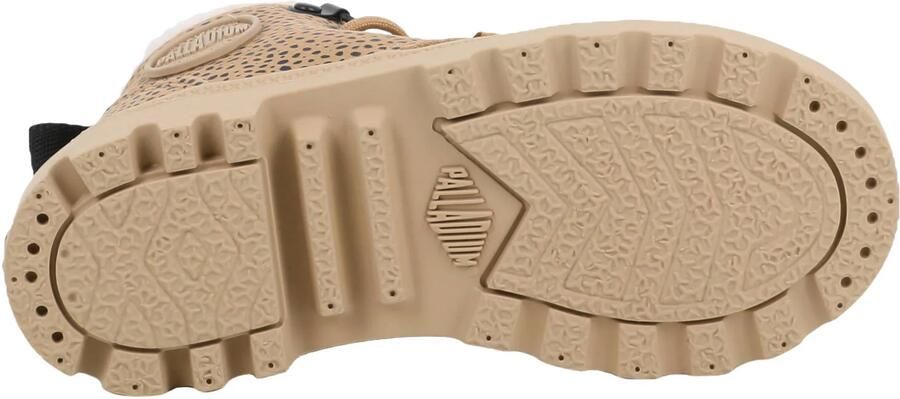 Palladium Peuter kleuter leren veterschoenen met profielzool en dierenprint bruin beige - Foto 3