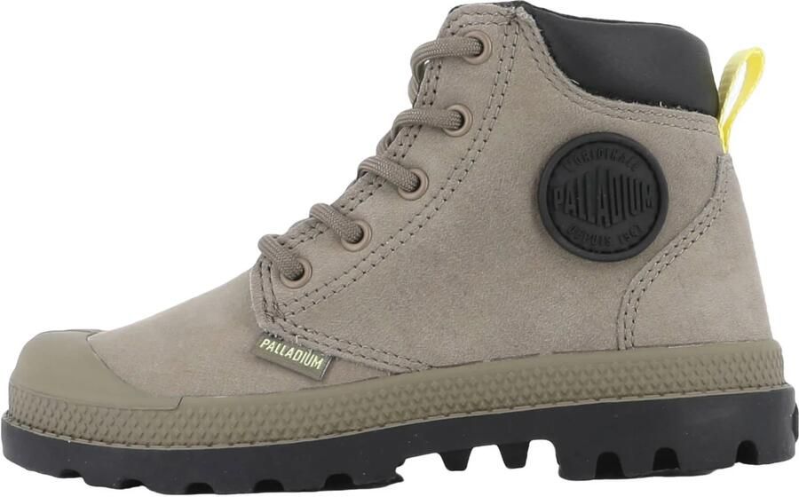 Palladium Peuter kleuter leren veterschoenen met profielzool grijsgroen - Foto 2