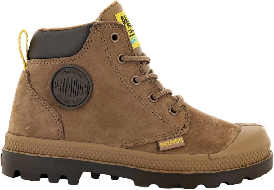 Palladium Schoolkind leren veterschoenen met profielzool cognac