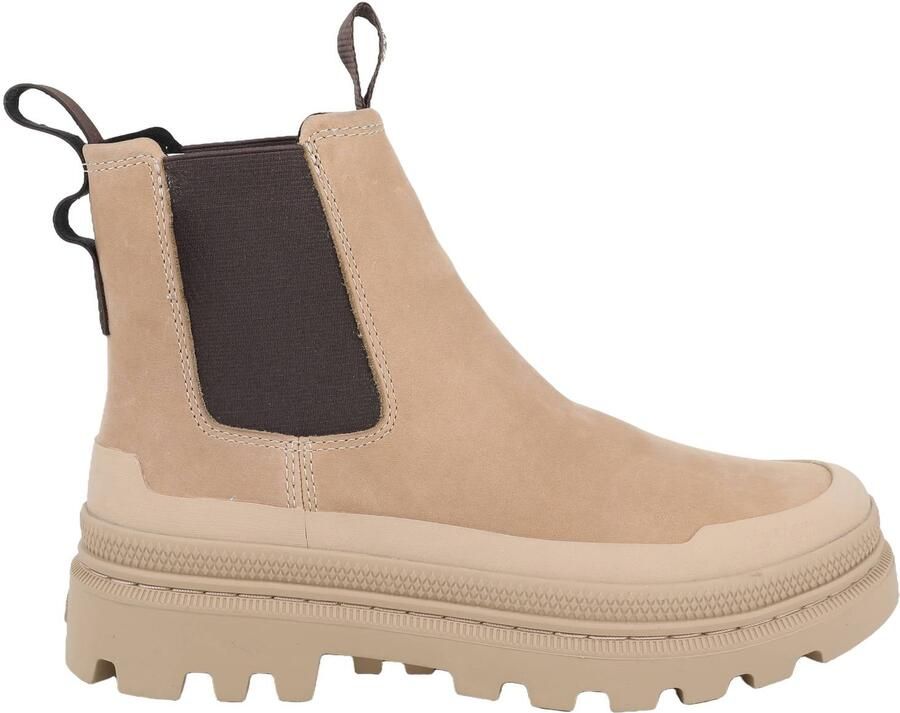 Palladium Trooper chunky leren chelsea boots met profielzool beige