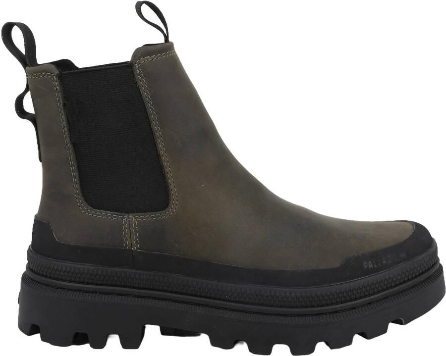 Palladium Trooper chunky leren chelsea boots met profielzool donkergroen