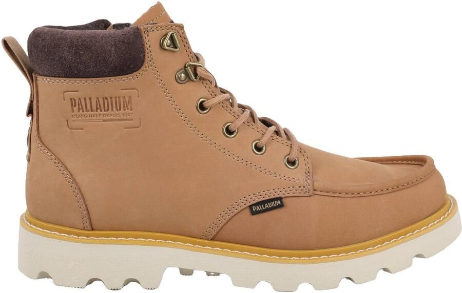 Palladium Trooperlite Grit Zip leren veterboots met profielzool camel