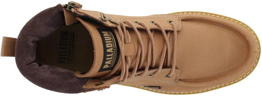Palladium Trooperlite Grit Zip leren veterboots met profielzool camel - Foto 3