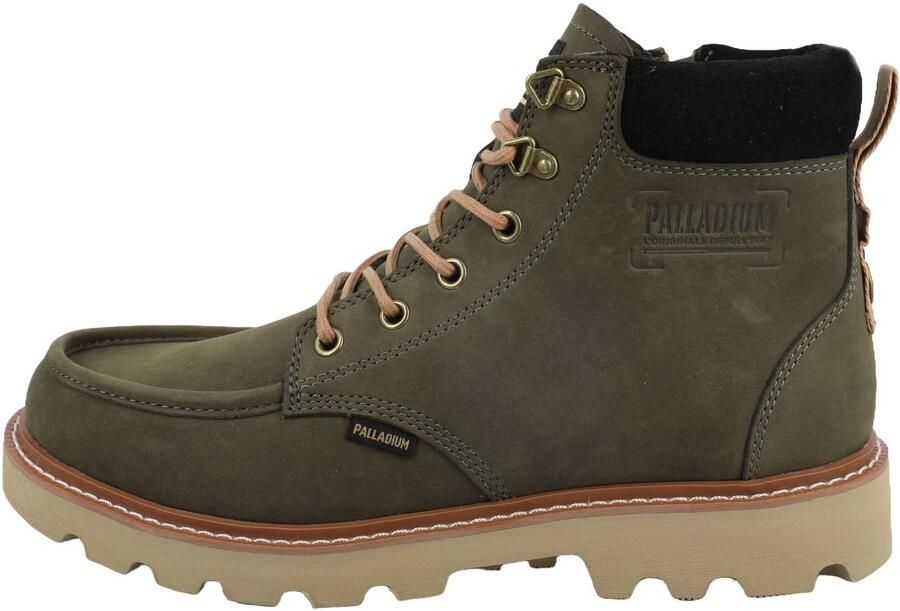 Palladium Trooperlite Grit Zip leren veterboots met profielzool olijfgroen - Foto 3