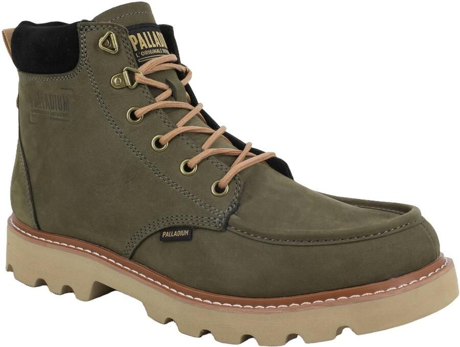 Palladium Trooperlite Grit Zip leren veterboots met profielzool olijfgroen - Foto 2