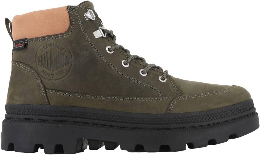 Palladium TRroopercuff WP+ leren veterboots met profielzool donkergroen