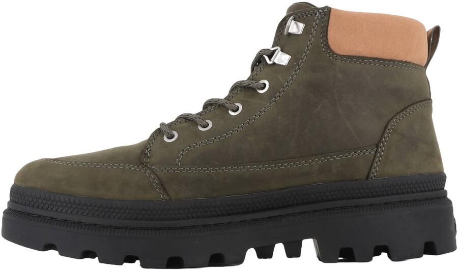 Palladium TRroopercuff WP+ leren veterboots met profielzool donkergroen - Foto 2