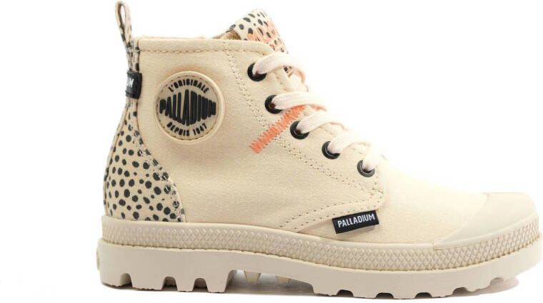 Palladium Pampa Safari canvas sneakers met dierenprint beige