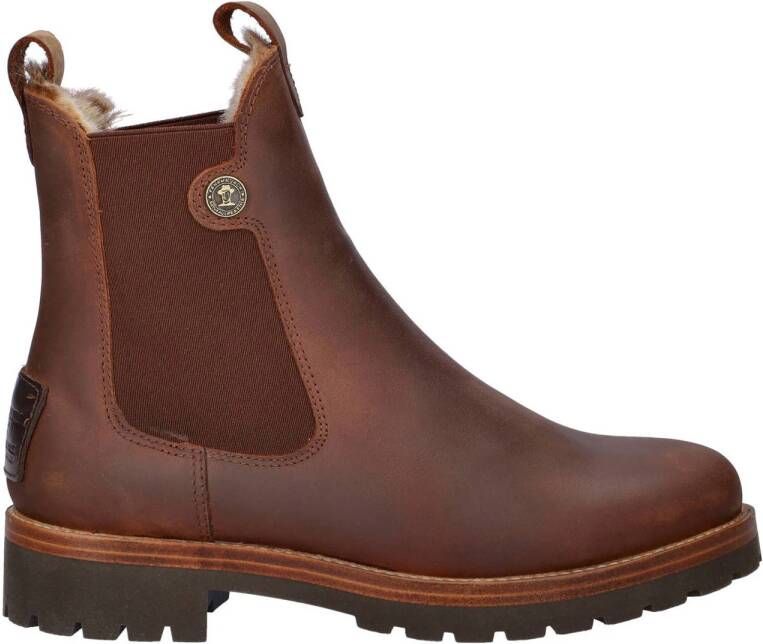 Panama Jack Francesca gevoerde leren chelsea boots cognac