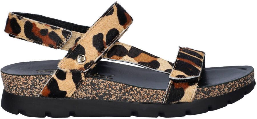 Panama Jack Selma sandalen met panterprint beige cognac zwart