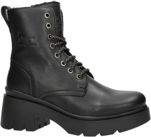 Panama Jack Porty gevoerde leren veterboots zwart
