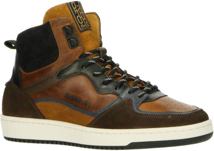 Pantofola d'Oro Baveno Uomo High leren sneakers cognac zwart