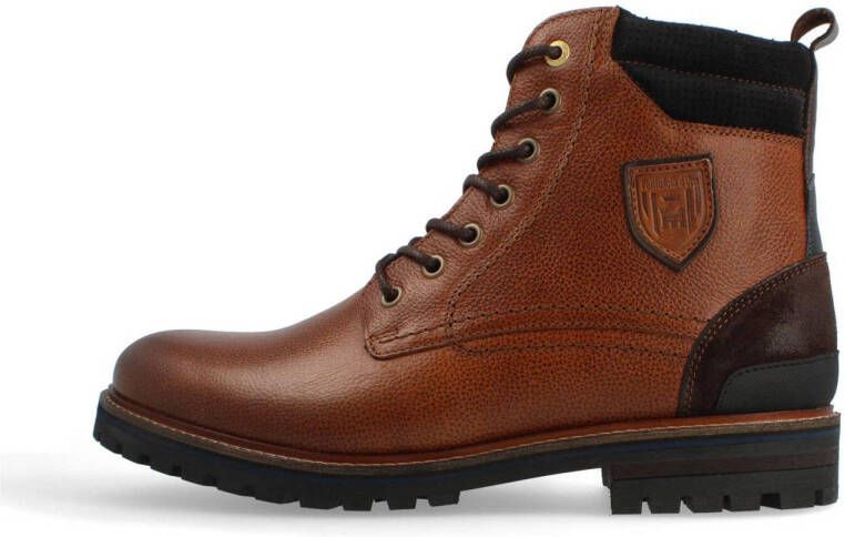 Pantofola d'Oro Baveno Uomo High leren sneakers cognac zwart