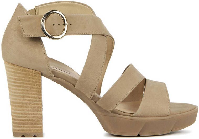 Paul Green Sandalen Dames Damesschoenen Suède Blokhak hoogte 8 cm 7942 Beige