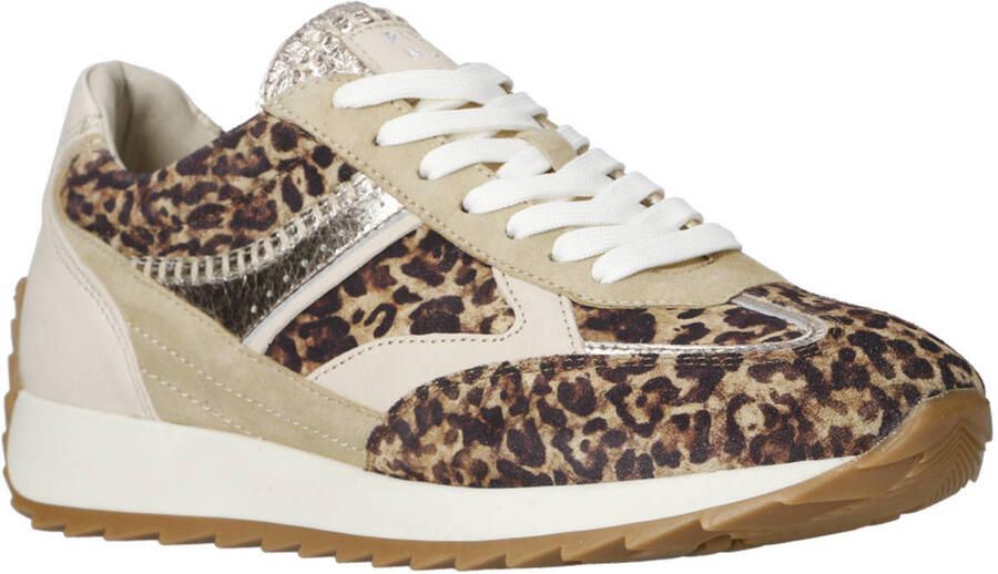Piedi Nudi Harlem 02.05 suède sneakers met panterprint beige zilver