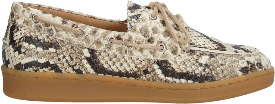 Piedi Nudi Porta 05.07 leren bootschoenen met slangenprint beige