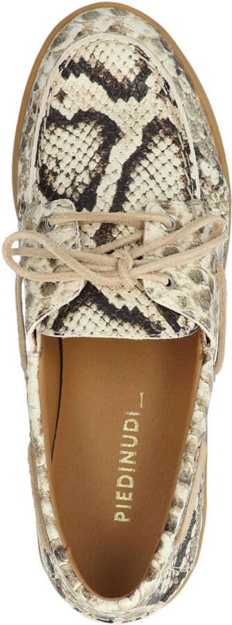 Piedi Nudi Porta 05.07 leren bootschoenen met slangenprint beige - Foto 3