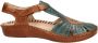 Pikolinos leren sandalen blauw cognac - Thumbnail 1