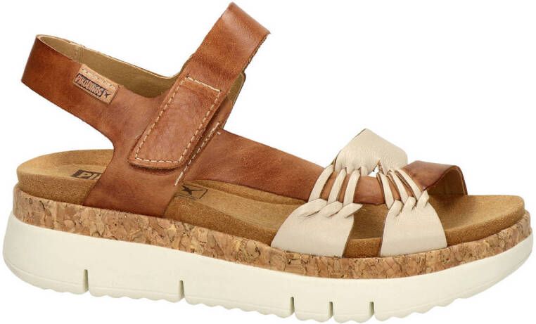 Pikolinos Comfortabele Damessandaal Bruin Wit Brown Dames