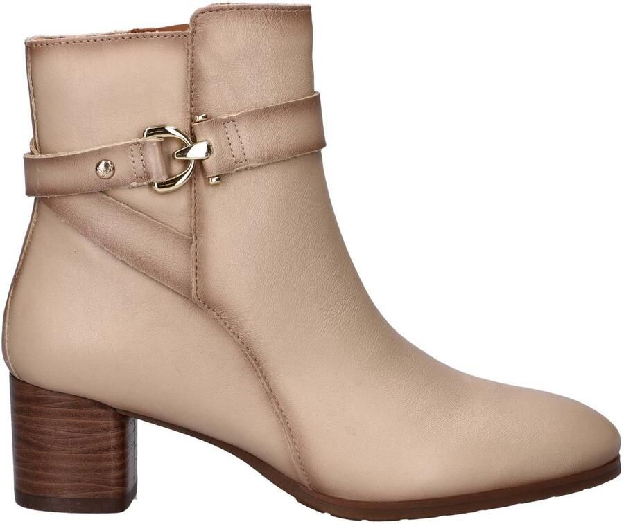 Pikolinos Calafat leren enkellaarzen met blokhak beige