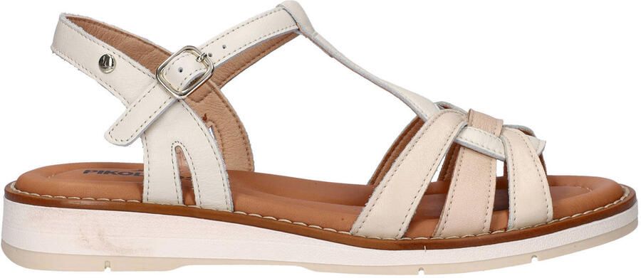 Pikolinos Roquetas leren sandalen met sleehak ecru