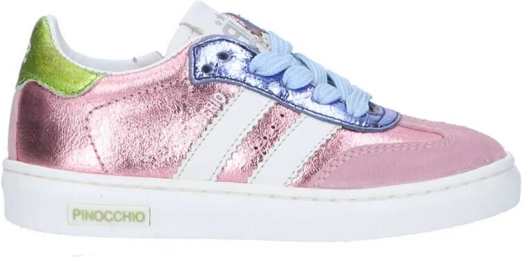 Pinocchio leren sneakers roze metallic