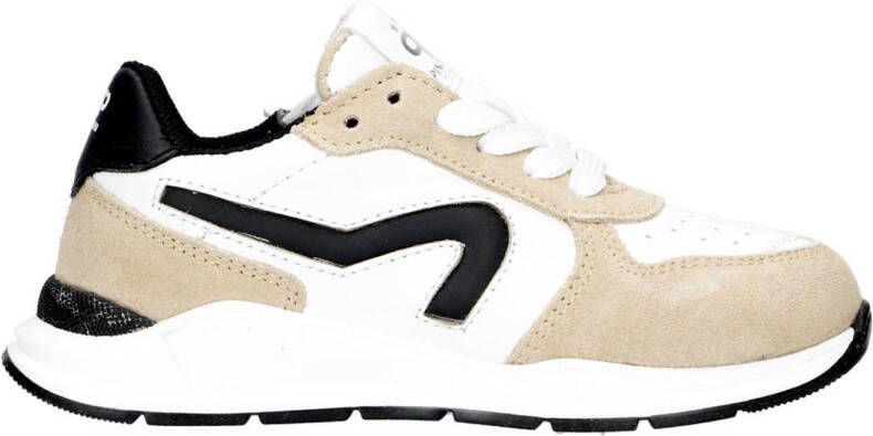Pinocchio leren sneakers wit beige zwart