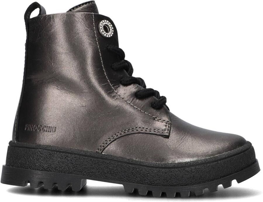 Pinocchio P1564 Veterboots Laarzen Met Veters Meisjes Kids Zilver