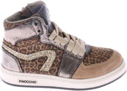 Pinocchio leren sneakers beige panter Meisjes Leer Meerkleurig