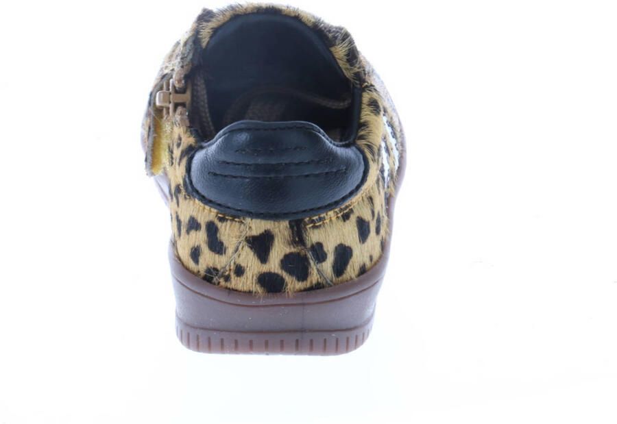 Pinocchio leren sneakers met ponyhair en panterprint beige zwart - Foto 2