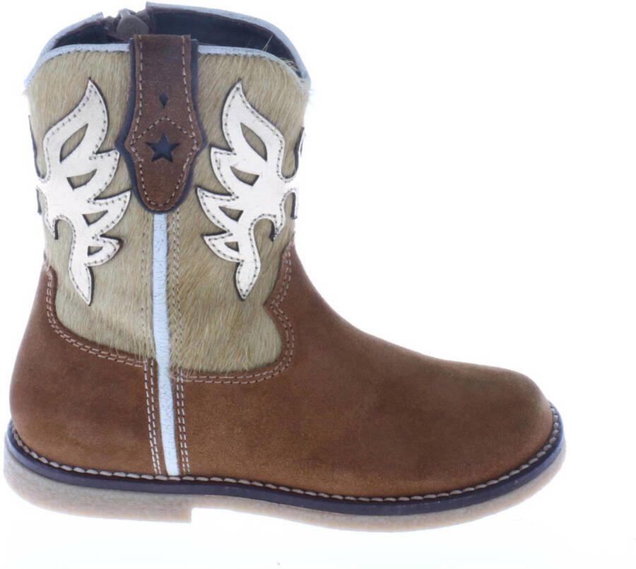 Pinocchio suède cowboylaarzen met ponyhair cognac beige - Foto 3