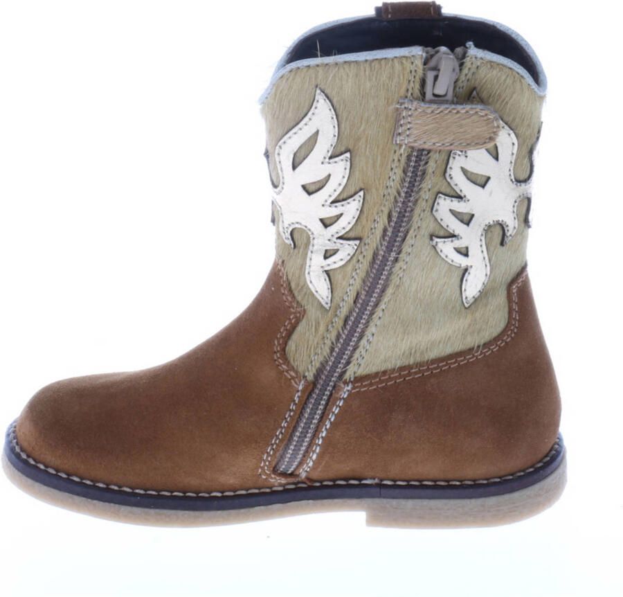 Pinocchio suède cowboylaarzen met ponyhair cognac beige