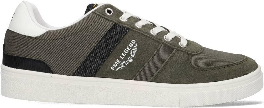 PME Legend Comfortabele groene leren sneakers met zwarte en witte accenten Green Heren