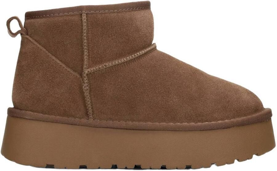 Poelman Eliza suède enkelboots met plateauzool taupe