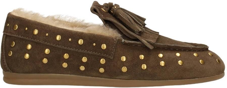 Poelman Lisa suède mocassins groen bruin