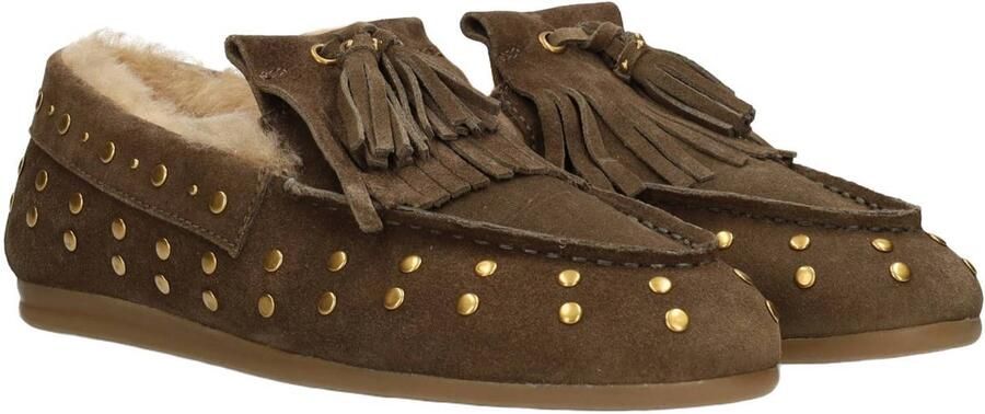 Poelman Lisa suède mocassins groen bruin - Foto 3