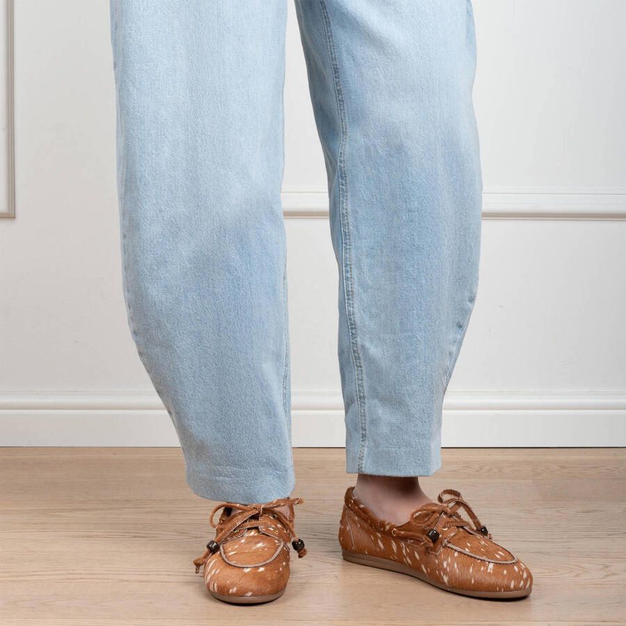 Poelman Mira suède bootschoenen met dierenprint camel