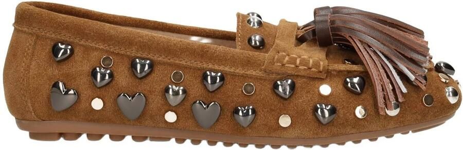 Poelman Serena suède mocassins met franjes bruin