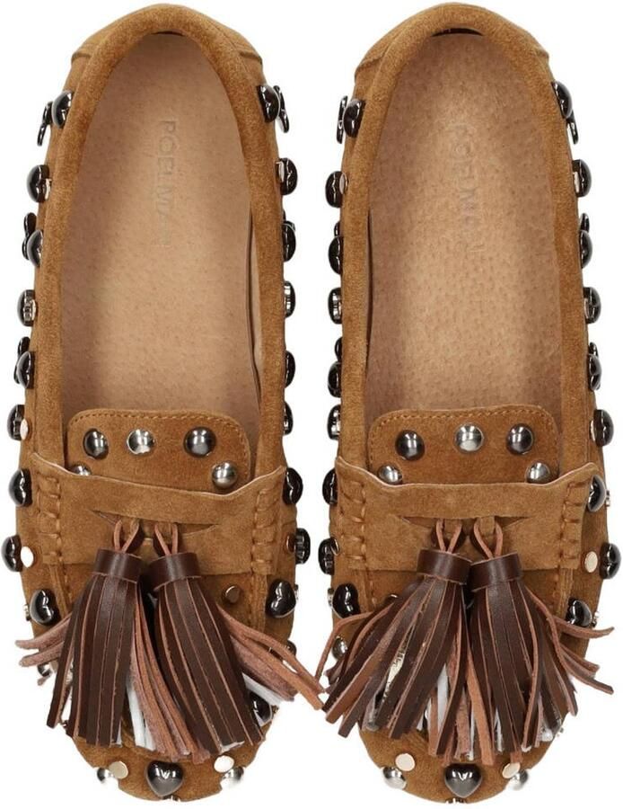 Poelman Serena suède mocassins met franjes bruin - Foto 2