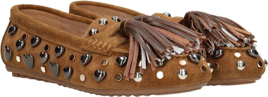 Poelman Serena suède mocassins met franjes bruin - Foto 3