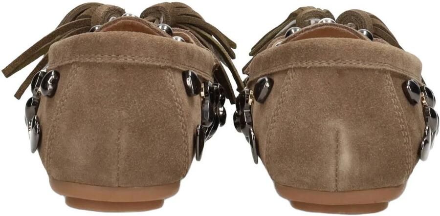 Poelman Serena suède mocassins met studs taupe - Foto 3